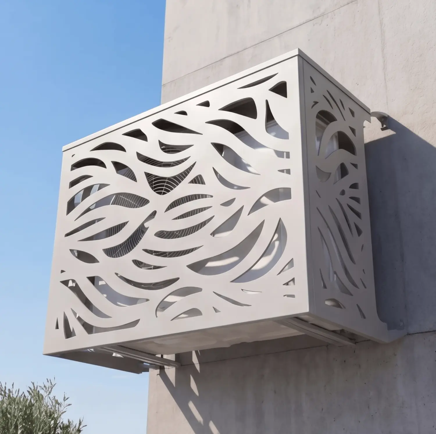Cache clair à motif végétal fixé sur un mur